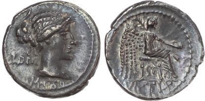 Roman Republic, M. Porcius Cato, Silver Denarius