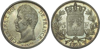 France, Charles X (1824-1830), silver 5 Francs