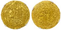 Richard II (1377-99), Noble, Calais, type IIIa, French title resumed, m.m. cross pattée.