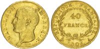 France, First Empire, Napoleon I (1804‑1814), gold 40 Francs, 1806 A