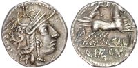 Roman Republic, M. Caldius, Q. Metellus and C. Flavius (117-116 BC) Silver Denarius