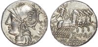 Roman Republic, M. Baebius Q. f. Tampilus (137 BC) Silver Denarius