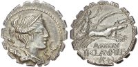 Roman Republic, Ti. Claudius Nero (79 BC) Silver Denarius Serratus