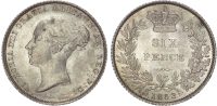 Victoria (1837-1901), Young Head Coinage (1838-1887), AR Sixpence, type A¹, 1853.