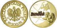 Poland, Republic, gold Proof 2000 Zloty, 2000, 20 Years of Solidarity