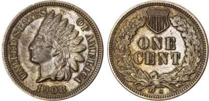 USA, Indian Head bronze Cent, 1908, San Francisco