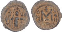 Arab-Byzantine, bronze Fals, Standing Imperial Figure type, no date