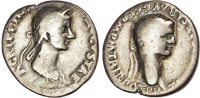 Claudius with Agrippina Junior, Silver Denarius