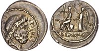 Roman Republic, M. Nonius Sufenas, Silver Denarius