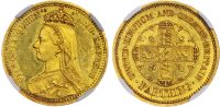 Victoria (1837–1901) Pattern Farthing in gold 1887, by L.C. Lauer for A Weyl. NGC PF 63 CAMEO.