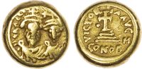 Heraclius, with Heraclius Constantine gold Globular Solidus