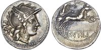 Roman Republic,  L. Rutilius Flaccus, Silver Denarius
