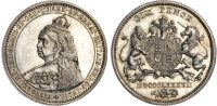 Victoria (1837‐1901), Pattern Sixpence, 1887, by J. Rochelle Thomas for Spink, in silver.