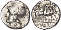 M. Baebius Q. f. Tampilus (137 BC) AR Denarius, Rome