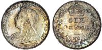 Victoria (1837-1901), Silver Sixpence, 1897